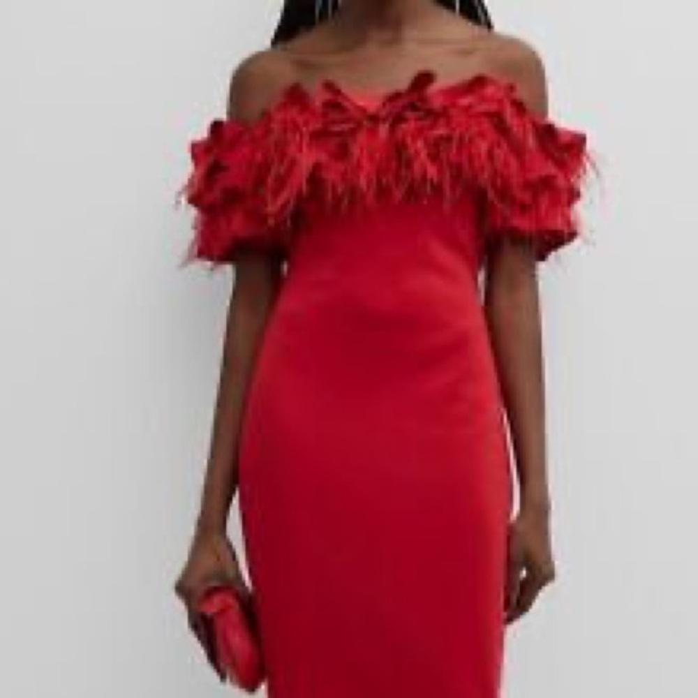 Badgley Mishka Red‎ Off-Shoulder Dress